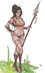 breasts female female_focus female_only girl league_of_legends nidalee riot_games samiri simple_background simple_coloring simple_shading solo solo_female solo_focus spear tribal_paint rating:Explicit score:14 user:mydickhurtaf