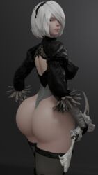 1girls 2021 3d absurd_res ass ass_focus big_ass big_breasts cpt-flapjack female female_only gloves leotard nier:_automata nier_(series) thick_thighs white_hair yorha_2b rating:Questionable score:107 user:deleted107808