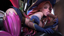 1boy 1girls 3d all_fours ass bewitching_miss_fortune blowjob blue_gloves elbow_gloves erection fellatio gloves hat league_of_legends lipstick long_hair makeup miss_fortune pink_lipstick red_hair sarah_fortune sevenbees sex straight sucking_penis tales_from_the_rift_series testicles witch witch_hat rating:Explicit score:213 user:ToggafNaelik