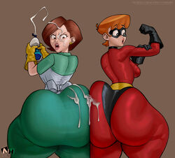 2023 2girls 2milfs apron artist_logo artist_signature ass ass_to_ass basic_background big_ass big_butt bottom_heavy brown_hair costume_switch dexter's_laboratory dexter's_mom dumptruck_ass dumptruck_butt elastigirl elastigirl_(cosplay) fat_ass fat_ass_mommy helen_parr ignantastro lard_ass mask masked_female massive_ass milf milfs pawg pixar_mom red_hair soap stardustpapi superheroine the_incredibles twitter_link rating:Questionable score:499 user:nunnom