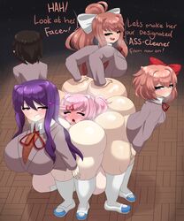 1boy 4girls anilingus anilingus_from_female ass ass_licking ass_sandwich ass_smothering ass_worship big_ass big_breasts bisexual bottomless bottomless_female bottomless_male breasts doki_doki_literature_club english_dialogue facesitting female_rimming_female femdom huge_ass humiliation light-skinned light-skinned_female light-skinned_male mc_(doki_doki_literature_club!) mind_break mistpirit monika_(doki_doki_literature_club) multiple_girls natsuki_(doki_doki_literature_club) private_humiliation rimming sayori_(doki_doki_literature_club) school_uniform slave slavegirl smothering surrounded_by_ass text thick_thighs uncensored yuri_(doki_doki_literature_club) rating:Explicit score:466 user:joebrill110