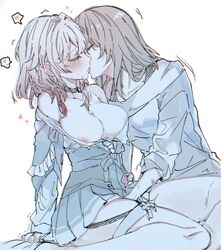 2girls artist_request black_choker blue_skirt blush breasts brown_hair choker cleavage closed_eyes commentary femdom fingering french_kiss hana_kon_(17aaammm) highres honkai:_star_rail honkai_(series) kissing large_breasts lezdom march_7th_(honkai:_star_rail) medium_hair multiple_girls nipples off_shoulder open_mouth pink_hair skirt stelle_(honkai:_star_rail) sweat white_background yuri rating:Explicit score:167 user:bot