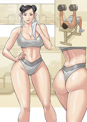 1girls ass big_breasts black_eyes black_hair capcom chun-li cirenk cleavage female female_only looking_at_viewer sportswear street_fighter street_fighter_6 thick_thighs toned toned_female twin_buns underwear very_high_resolution rating:Questionable score:160 user:BlueVertig0