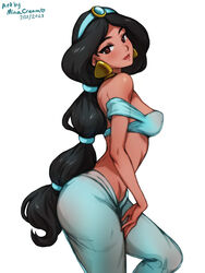 1girls 2023 aladdin aladdin_(1992_disney_film) ass belly_dancer belly_dancer_outfit black_hair brown_eyes bubble_butt dark-skinned_female disney disney_princess harem_outfit harem_pants long_hair looking_at_viewer minacream princess_jasmine side_view voluptuous rating:Explicit score:109 user:TheKindHaremMaster