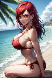 1girls ai_generated ass beach big_breasts bikini bikini_bottom bikini_top brown_eyes busty chedyyyy cleavage ear_piercing earrings erza_scarlet fairy_tail female female_focus female_only jewelry large_breasts light-skinned_female light_skin lips lipstick long_hair looking_at_viewer makeup nai_diffusion necklace ocean pale-skinned_female pale_skin pinup pose posing red_bikini red_bikini_bottom red_bikini_top red_hair red_lips red_lipstick red_swimsuit sideboob sitting solo solo_female solo_focus stable_diffusion sweat sweatdrop sweating swimsuit thick_thighs thighs voluptuous voluptuous_female rating:Questionable score:54 user:419941