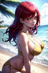 1girls ai_generated ass beach big_breasts bikini bikini_bottom bikini_top brown_eyes busty chedyyyy cleavage ear_piercing earrings erza_scarlet fairy_tail female female_focus female_only gold_bikini gold_bikini_bottom gold_bikini_top gold_swimsuit inner_sideboob jewelry kneeling large_breasts light-skinned_female light_skin lips lipstick long_hair looking_at_viewer makeup nai_diffusion necklace ocean on_knees pale-skinned_female pale_skin pinup pose posing red_hair red_lips red_lipstick sideboob solo solo_female solo_focus stable_diffusion swimsuit thick_thighs thighs voluptuous voluptuous_female yellow_bikini yellow_bikini_bottom yellow_bikini_top yellow_swimsuit rating:Questionable score:40 user:419941