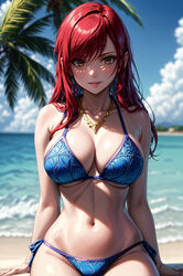 1girls ai_generated beach big_breasts bikini bikini_bottom bikini_top blue_bikini blue_bikini_bottom blue_bikini_top blue_panties brown_eyes busty chedyyyy cleavage ear_piercing earrings erza_scarlet fairy_tail female female_focus female_only jewelry kneeling large_breasts light-skinned_female light_skin lips lipstick long_hair looking_at_viewer makeup nai_diffusion necklace ocean on_knees pale-skinned_female pale_skin pinup pose posing red_hair red_lips red_lipstick sideboob solo solo_female solo_focus stable_diffusion swimsuit toned toned_female underboob voluptuous voluptuous_female wide_hips rating:Questionable score:52 user:419941