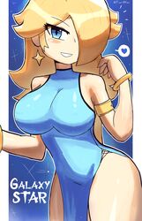 bathing_suit blonde_hair blue_eyes female hair_over_one_eye mario_(series) nintendo princess_rosalina super_mario_galaxy tagme tony_welt rating:Questionable score:57 user:Bylethlover