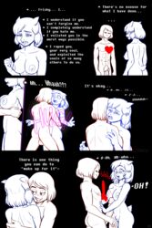 alternate_universe angel_derear anthro asriel_dreemurr ass big_penis black_background blush bodily_fluids boss_monster bovid bow_ribbon breasts caprine clothing comic crying duo embrace female female_asriel flaccid footwear footwear_only frisk_(undertale) frisky_(under(her)tail) genitals goat hi_res horn hug human imminent_sex male male/female mammal mostly_nude nude penis penis_between_breasts phallic pubes rule_63 shoes shoes_only simple_background soul_(undertale) standing tears text thewill under(her)tail undertale undertale_(series) waist_grab whispering wide_eyed rating:Explicit score:62 user:bot