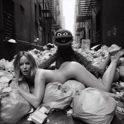 1girls ai_generated ass black_and_white blonde_hair celebrity dall-e3 garbage garbage_bags jennifer_lawrence monochrome muppets naked naked_female nude oscar_the_grouch puppet real_person sesame_street sex stable_diffusion tagme the_muppet_show trash trash_bag rating:Explicit score:40 user:Carl_Wheezer