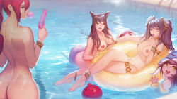 4girls ahri ai_edit animal_ears ass barefoot black_hair blue_hair breasts bubble bubble_gum cleavage color edit edited feet female hair instant-ip jewelry large_breasts league_of_legends lollipop long_hair looking_back lulu_the_fae_sorceress multiple_girls nude_edit nudity open_mouth ponytail pool pool_party_lulu pool_party_series red_hair riot_games sarah_fortune short_hair sona_buvelle tail tied_hair twintails vastaya yellow_eyes yordle rating:Explicit score:116 user:Groffirl