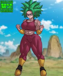 1girls abs big_breasts blue_eyes dragon_ball dragon_ball_super female female_only fusion green_hair kefla large_breasts looking_at_viewer potara_earrings potara_fusion saiyan shosho_oekaki solo thick_thighs thighs wide_hips rating:Questionable score:89 user:StarKulling