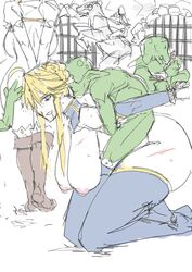 2girls ahoge artoria_pendragon_(lancer) ass ass_grab backboob blonde_hair blue_eyes bondage boudica_(fate) boudica_(fate/grand_order) breasts captured defeated defeated_heroine fate/grand_order fate_(series) femsub fgo_servant_vs_goblin goblin goblin_male hanging_breasts horse huge_ass huge_breasts kneeling leotard maledom milf monster multiple_boys nipples ponytail red_hair rope_bondage ryona saber_ntrok_(artist) short_hair sideboob size_difference small_dom_big_sub straddling thighhighs rating:Explicit score:87 user:Disastermaster55