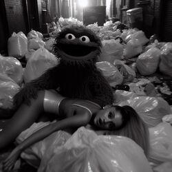 1girls ai_generated alley ariana_grande ass ass_grab black_and_white celebrity dall-e3 garbage garbage_bags garbage_bin laying_down laying_on_side looking_at_viewer muppets oscar_the_grouch real_person sesame_street shocked_expression shocked_eyes shocked_face tagme the_muppet_show trash trash_bag trash_can rating:Explicit score:33 user:thefirefive