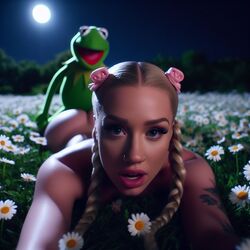 1girls ai_generated blonde_hair celebrity dall-e3 doggy_style field flower flower_field flowers iggy_azalea implied_sex kermit_the_frog light-skinned_female lying_on_ground muppets pig pig_ears pig_girl pig_nose puppet real_person sesame_street tagme the_muppet_show rating:Explicit score:57 user:Carl_Wheezer