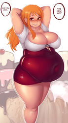 bbw belly_overhang big_belly big_breasts big_female blush chubby chubby_female embarrassed fat fat_ass fat_female fat_fetish fat_girl fat_woman fatty female female_only kipteitei large_female nami obese obese_female one_piece overweight overweight_female plump pork_chop post-timeskip speech_bubble text thick_thighs tubby weight_gain rating:Questionable score:59 user:Pyrasfarts