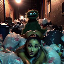 1girls ai_generated alley arched_back ariana_grande ass black_hair celebrity dall-e3 garbage garbage_bags garbage_bin green_fur implied_sex laying_down laying_on_stomach looking_at_viewer muppets oscar_the_grouch real_person sesame_street tagme the_muppet_show trash trash_bag trash_can rating:Explicit score:110 user:thefirefive