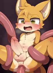 ai_generated anal_sex anus chicboy cub erect_penis erection femboy forced_penetration fox fox_boy fox_ears fox_tail furry furry_only male male_only penetration penis restrained saliva sonic_(series) tails tails_the_fox tentacle tentacle_penetration tentacle_sex rating:Explicit score:103 user:CHICBOY