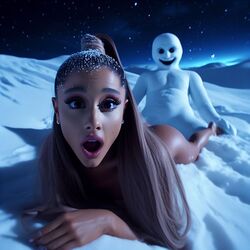 1girls ai_generated ariana_grande behind_another brown_hair celebrity crack_pairing crossover crowd dall-e3 implied_penetration implied_sex laying_down laying_on_stomach night real_person reverse_cowgirl_position shocked shocked_expression shocked_eyes shocked_face snow snowman tagme rating:Explicit score:147 user:thefirefive