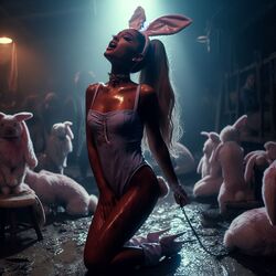 ai_generated ariana_grande bunny_ears bunny_girl bunny_tail bunnysuit celebrity dall-e3 female female_only long_hair realistic rating:Explicit score:47 user:hnhentai