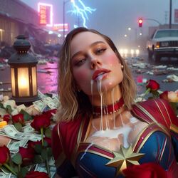 1girls after_oral after_sex ai_generated blonde_hair brie_larson captain_marvel celebrity choker cum cum_drip cum_in_mouth cum_on_breasts dollar_bills eyelashes female hero_costume looking_at_viewer marvel marvel_cinematic_universe money photorealism photorealistic realistic_breast_size seductive_eyes seductive_mouth superhero_costume superheroine rating:Explicit score:343 user:BreakMindu