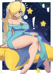 blonde_hair breasts female female_only hair_over_one_eye mario_(series) nintendo princess_rosalina solo super_mario_galaxy tony_welt rating:Questionable score:95 user:Bylethlover