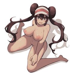 1girls blue_eyes blush breasts brown_hair collarbone double_bun eyebrows_visible_through_hair feet female female_only from_above full_body hat heart heart-shaped_pupils highres human human_only lamb-oic029 large_breasts long_hair looking_at_viewer navel nintendo nipples nude open_mouth pink_hat pokemon pokemon_bw2 pubic_hair rosa_(pokemon) shiny_skin simple_background sitting smile solo spread_legs sweat symbol-shaped_pupils teeth tied_hair twintails very_long_hair visor_cap wariza white_background wide_eyed wide_hips rating:Explicit score:233 user:TheRedMaverick