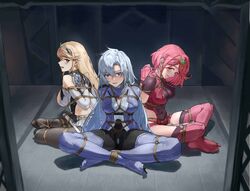 3girls a_(xenoblade) absurd_res arms_behind_back bad_end black_legwear blonde_hair blue_eyes blue_stockings blue_thighhighs bondage bound breasts busty curvy defeated_heroine dress egg_vibrator female female_only femsub highres hourglass_figure large_breasts legwear long_hair medium_breasts monolith_soft mythra nintendo pyra red_eyes red_hair red_shorts red_stockings red_thighhighs reverse_prayer sex_toy short_hair shorts silver_hair slim_waist stockings submissive submissive_female taiyi thick_thighs thighhighs thighs very_long_hair vibrator white_dress wide_hips xenoblade_(series) xenoblade_chronicles_2 xenoblade_chronicles_3 xenoblade_chronicles_3:_future_redeemed yellow_eyes rating:Explicit score:31 user:Xeno_Slut