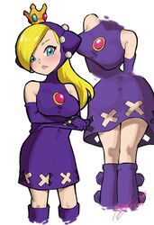 aged_up blonde_hair blue_eyes crown large_breasts mario_(series) mario_tennis purple_dress wapeach yamino_ekakinin rating:Questionable score:71 user:kosine1777