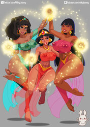 3girls aladdin_(1992_disney_film) barefoot big_breasts breasts chel clothing crossover dance dark-skinned_female dark_skin disney disney_princess dreamworks esmeralda fairy_tales female female_only light-skinned_female light_skin literature milkybunny multiple_girls nipple_piercing nipples pierced_nipples princess_jasmine public_domain seductive see-through_clothing smile the_hunchback_of_notre_dame the_road_to_el_dorado rating:Explicit score:132 user:Lairaff