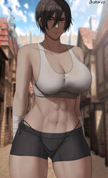 1girls abs athletic athletic_female attack_on_titan bandage female female_only fit_female large_breasts mikasa_ackerman oroborusart savagexthicc shingeki_no_kyojin short_hair spats string_bikini string_panties thick_thighs thighs tight_clothing rating:Explicit score:67 user:Starzee00