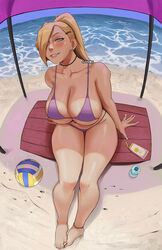 1girls beach bikini blonde_hair breasts fat_breasts feet female flat_belly foot_fetish gud0c hair_over_one_eye hi_res ino_yamanaka large_breasts light-skinned_female light_skin long_hair naruto naruto_(series) outdoors ponytail teasing thick_thighs veiny_breasts volleyball rating:Questionable score:340 user:Aeolus_HX