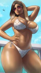 1girls absurdres arm_up background_character bare_arms bare_shoulders bare_skin bare_thighs big_breasts bikini bikini_bottom bikini_top blonde_hair brand_name_imitation brown_hair busty cleavage clothed clothed_female clothing curvy curvy_female dark-skinned_female earrings echosaber eyewear female female_only grand_theft_auto grand_theft_auto_vi gta_pedestrians hand_behind_head hand_on_own_head hoop_earrings large_breasts long_hair louis_vuitton milf navel npc outside pool_party_girl_(gta_vi) pose posing purple-tinted_eyewear stomach sunglasses tan_skin thick thick_female thick_thighs thighs tinted_eyewear two_tone_hair white_bikini white_bikini_bottom white_bikini_girl(gta_vi) white_bikini_top rating:Questionable score:974 user:N33dForBr33d