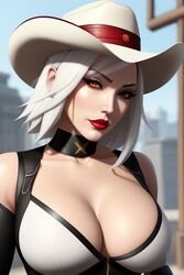  ai_generated ashe_(overwatch) blouse cowboy_hat exe56 overwatch overwatch_2  rating:explicit score: user:exe56