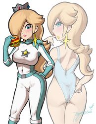 1girls 5_fingers alternate_costume ass blush bodysuit breasts cheese clothing crown eating elbow_gloves eyes female female_focus female_only food gloves hamburger human jpeg jumpsuit lipstick looking_at_viewer mario_(series) mario_kart nintendo open_eyes princess_rosalina signature smile solo standing tomato yamino_ekakinin rating:Explicit score:87 user:Bylethlover