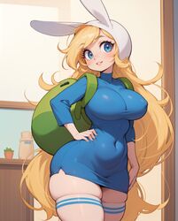 1girls absurdly_long_hair adventure_time ai_generated backpack big_breasts blonde_female blonde_hair blonde_hair blonde_hair_female blue_eyes breasts cartoon_network clothed clothing curvy eyebrows_visible_through_hair female female_only fionna_the_human_girl hand_on_hip headwear hourglass_figure legwear navel_visible_through_clothes nipple_bulge rocksolidart solo solo_female thick_thighs thighhighs wide_hips rating:Questionable score:118 user:Civilized_Worm