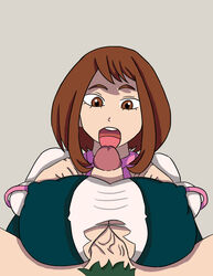 1girls artist_request big_breasts big_penis boku_no_hero_academia boobjob breasts brown_eyes brown_hair canon_couple erect_nipples erect_nipples_under_clothes female female_focus green_pubic_hair huge_breasts huge_cock huge_penis imminent_fellatio imminent_oral izuku_midoriya large_breasts large_penis long_penis looking_at_penis midoriya_izuku my_hero_academia ochako_uraraka ochako_uraraka_(hero_outfit) paizuri penis titfuck_under_clothes titjob tongue tongue_out torn_clothes uraraka_ochako uraraka_ochako_(hero_outfit) veiny_penis rating:Explicit score:14 user:Fan_of_izuku