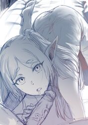 after_oral bed bent_over cum cum_drip cum_in_mouth dick elf elf_ears elf_female frieren handjob hews hews_hack himmel_(sousou_no_frieren) on_all_fours penis sketch sousou_no_frieren veiny_penis rating:Explicit score:377 user:Starzee00