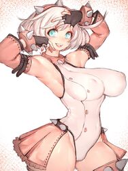 1girls arms_up_pose breasts elphelt_valentine female fumio_(rsqkr) guilty_gear guilty_gear_strive large_breasts light-skinned_female light_skin light_skinned pink_hair short_hair slim_waist thick_thighs wide_hips rating:Questionable score:232 user:Aeolus_HX