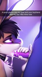 ai_generated anthro blowjob brainwashing cheating collar cum cum_in_mouth cum_on_face furry gay hypnosis mind_control nai_diffusion netorare original purple_eyes stable_diffusion rating:Explicit score:136 user:deleted8963