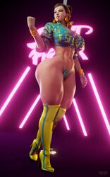 3d 3d_(artwork) belly_button big_breasts boots bracelet busty capcom chun-li chun-li_(cover_girl) clenched_fist earrings female female_only hair_bun high_heel_boots high_heels hoop_earrings huge_ass huge_butt human human_only jacket keyd10iori large_ass large_butt looking_away no_pants pantsless pole repinscourge snoopz solo solo_female street_fighter street_fighter_6 stripper stripper_pole thick_thighs thong underwear unzipped voluptuous zipper rating:Questionable score:150 user:ifs