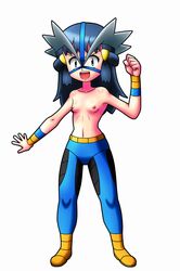 bad_id belt blue_hair breasts cosplay crasher_wake darkshadow dawn_(pokemon) female gym_leader_(cosplay) nintendo pants pokemon pokemon_dppt rorretsim small_breasts topless rating:Questionable score:6 user:bot