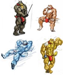 anthro black_fur blitz blue_fur brown_fur clothes collar colleen color dog exile fur furry furry_tail hunter lying male male_only multiple_males muscles nude road_rovers rule_63 sitting standing tail topless yellow_fur rating:Explicit score:2 user:bot