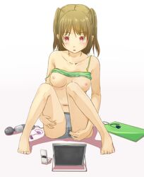 1girls bare_shoulders barefoot blush breasts brown_hair cellphone clothed_masturbation clothing computer egg_vibrator exploration female fingering fingering_through_clothes hitachi_magic_wand laptop long_hair masturbation mirror navel nipples no_bra okeyataru original panties phone red_eyes shirt_lift sitting solo strap_slip through_clothes underwear vibrator webcam wet_clothes wet_panties rating:Explicit score:37 user:bot