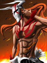  bleach claws hollow hollow_chest horns kabos kurosaki_ichigo male mask orange_hair spoilers vizard  rating:safe score: user:bot