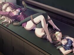 2girls arms_above_head bdsm blonde_hair blue_hair blush bondage bound_together bra breasts breasts_out censored closed_eyes dildo double_dildo female femsub forced_partners forced_yuri lingerie long_hair mitsuya_(iron) multiple_girls multiple_subs nipples rope short_hair strapless_dildo thighhighs torn_clothes underwear yuri yuumei_sakai_wo_koto_ni_suru rating:Explicit score:76 user:bot