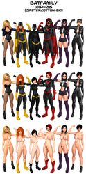 3d 6+girls 6girls asian barbara_gordon batgirl batgirl_(cassandra_cain) batman_(series) batwoman black_canary black_hair blonde_hair cassandra_cain casual catwoman clothing dc dc_comics dinah_lance footwear green_arrow_(series) human huntress_(dc) kate_kane multiple_girls petercotton pubic_hair red_hair selina_kyle rating:Explicit score:62 user:bot