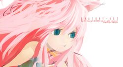  animal_ears blue_eyes copyright_request female liki long_hair pink_hair solo  rating:safe score: user:bot