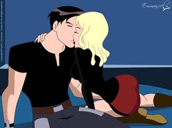  1boy 1girls batman_(series) batman_beyond black_hair blonde_hair dc dc_comics dcau emma-erotic female kissing male melanie_walker tagme terry_mcginnis  rating:safe score: user:bot