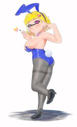  bblogicman bunnysuit high_heels large_breasts short_hair splatoon wink yellow_hair  rating:questionable score: user:bot